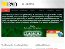 Tablet Screenshot of irvinforoutdoor.com